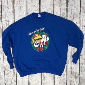 Vintage 80s Santa Claus Cool Yule Xmas Ugly Sweater Party Sweatshirt